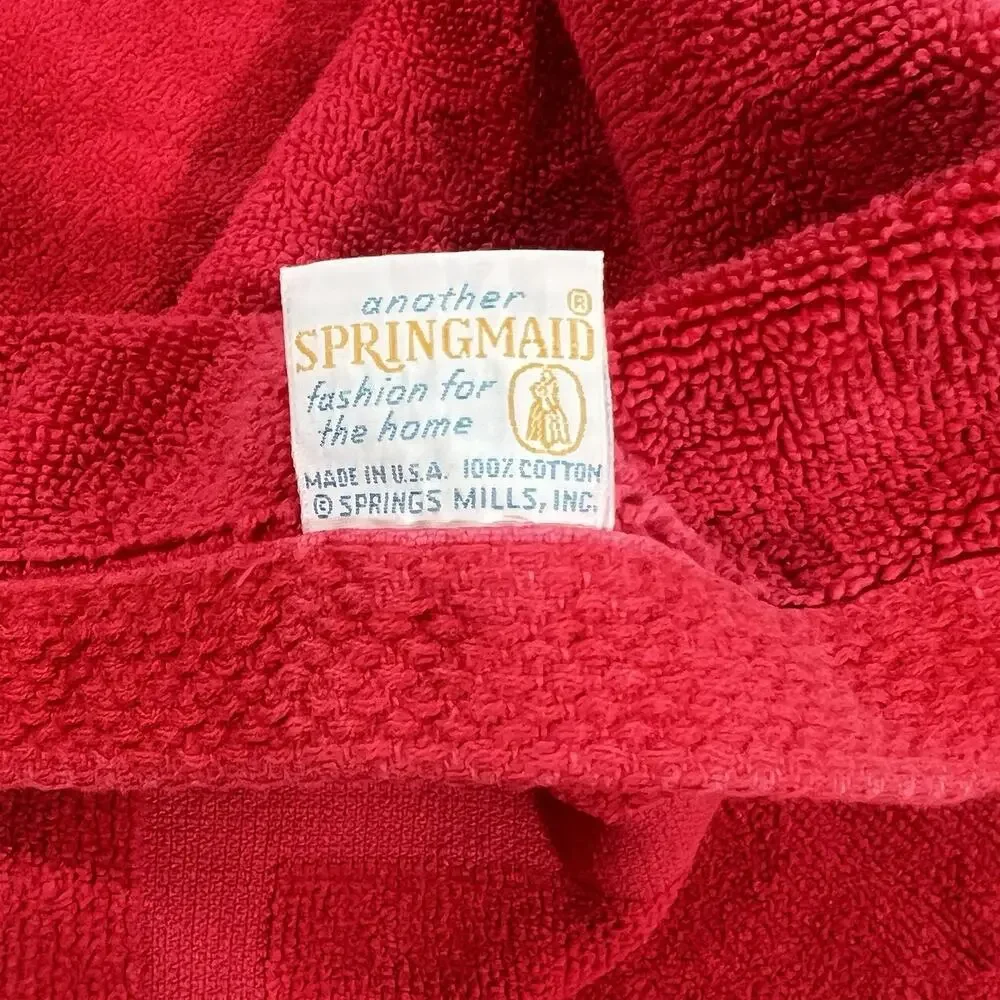 Vintage Set of 5 Bright Red Springmaid Towels Bath Mat Hand Towel USA